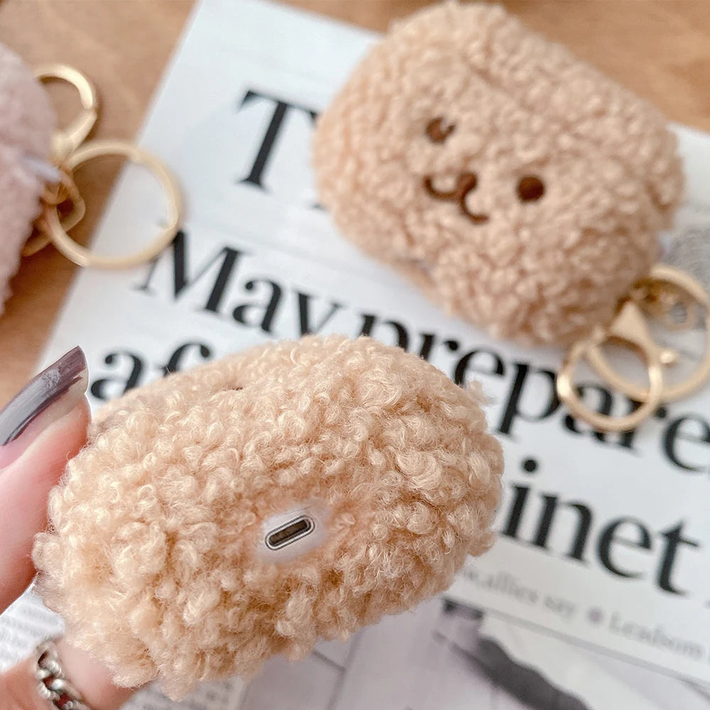 Cute Fluffy Bear Earphone Case For Apple Airpods