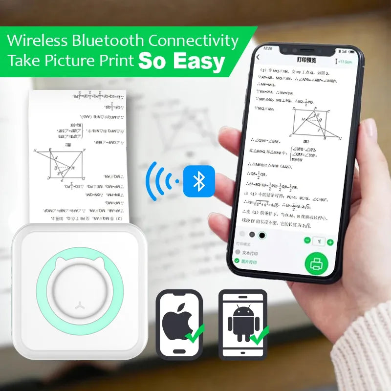 Portable Mini Photo Printer for iPhone/Android: Ideal for Gifts, Study Notes, and Work