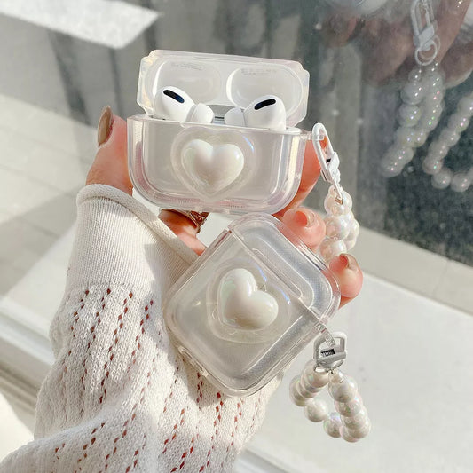 Cute Pearl Heart Earphone Case for AirPods