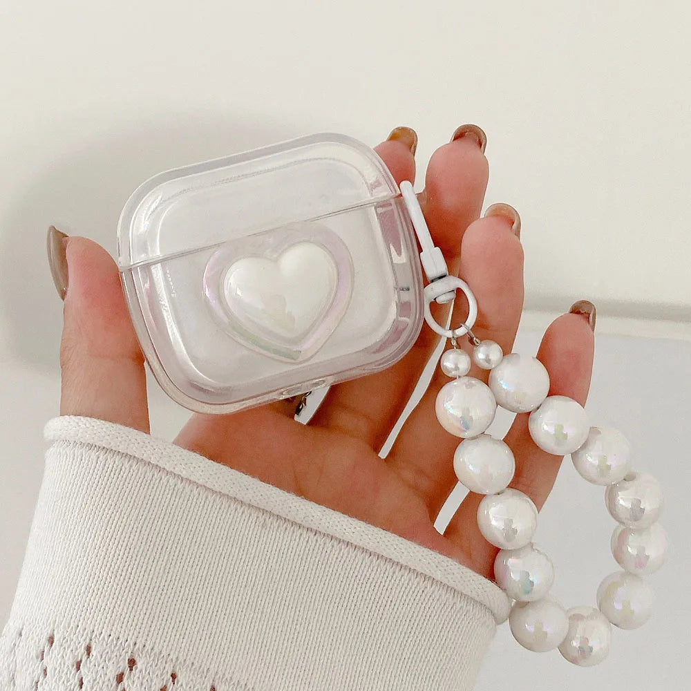 Cute Pearl Heart Earphone Case for AirPods