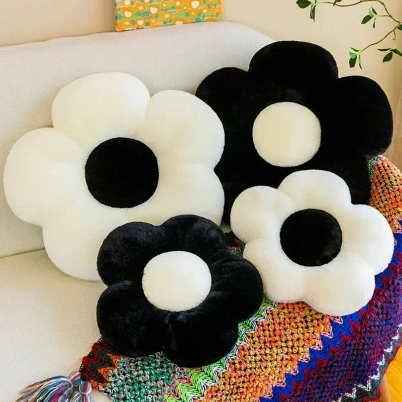 Floral Seat Cushion: Black & White Room Decor