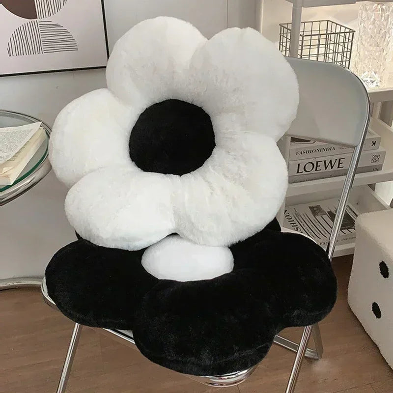 Floral Seat Cushion: Black & White Room Decor