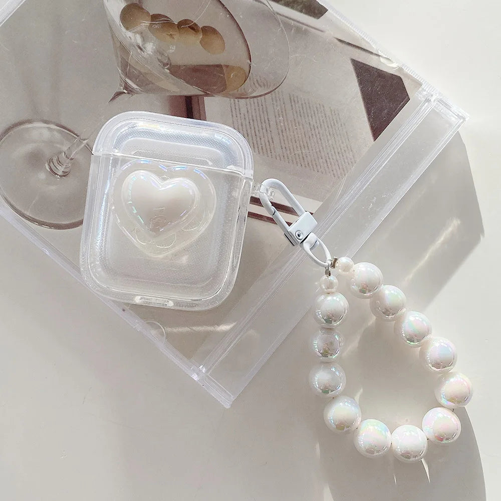 Cute Pearl Heart Earphone Case for AirPods